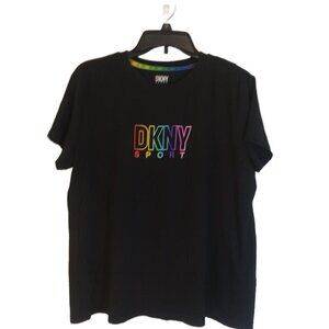 DKNY Sport T-Shirt Womens Size M Black Orange Yellow Green Blue Purple Pink Logo